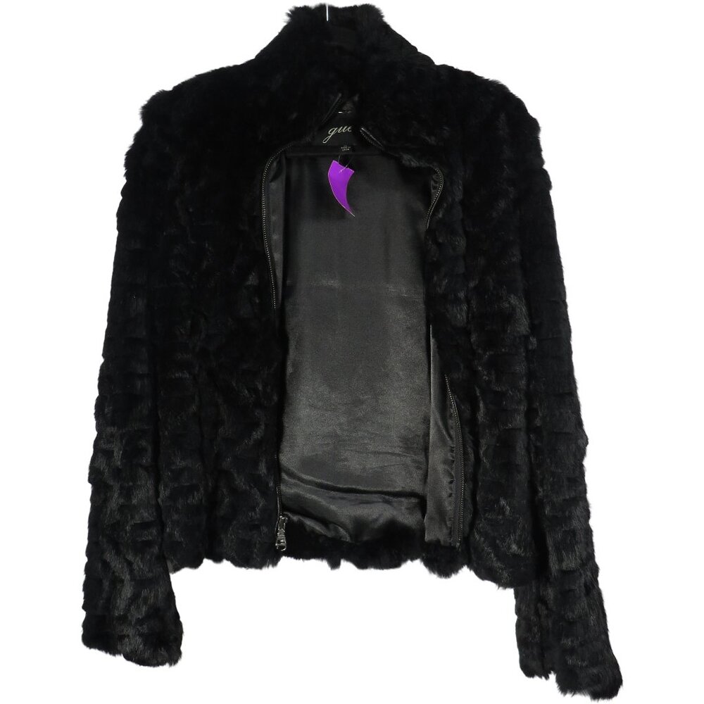 Guess Size M Vintage‎ Black Rabbit Fur Jacket